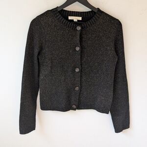 Seasalt Cornwall Women's Black Gold Sparkle Tern Tide Wool Cardigan Sweater 4